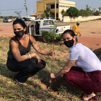Programação pelo Dia da Árvore encerrada com plantio de mudas em frente à Câmara e à 147ª DP